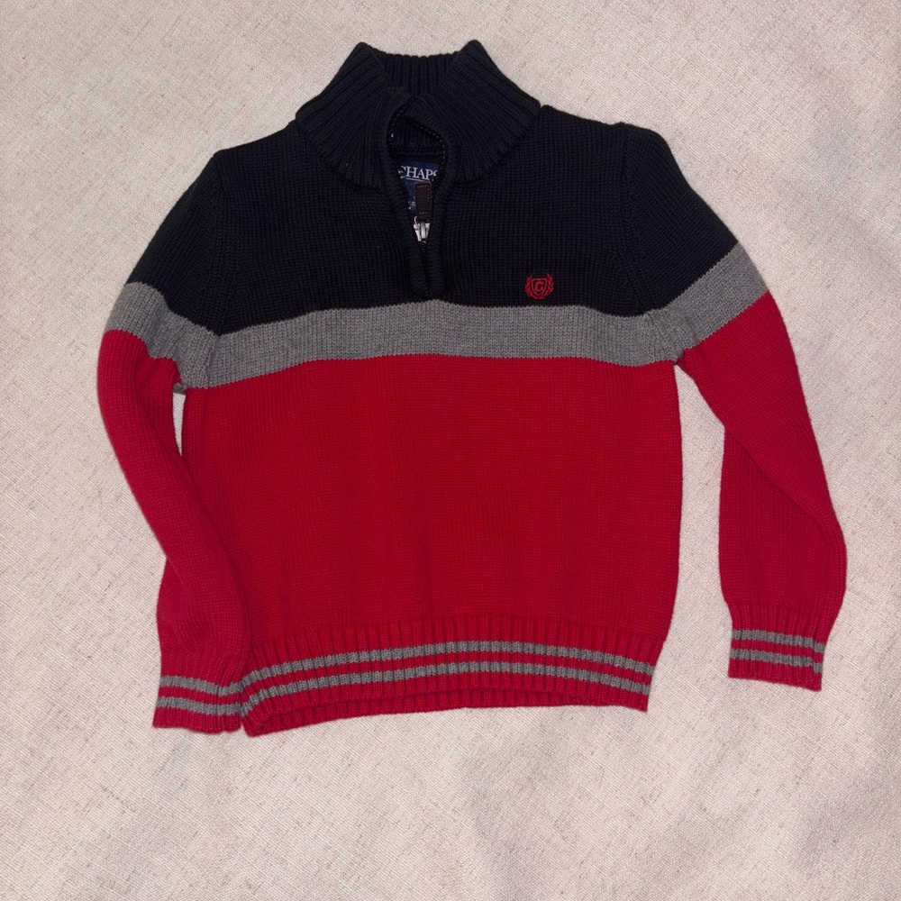 Chaps Kids Red and Black Zip-Up Sweater
